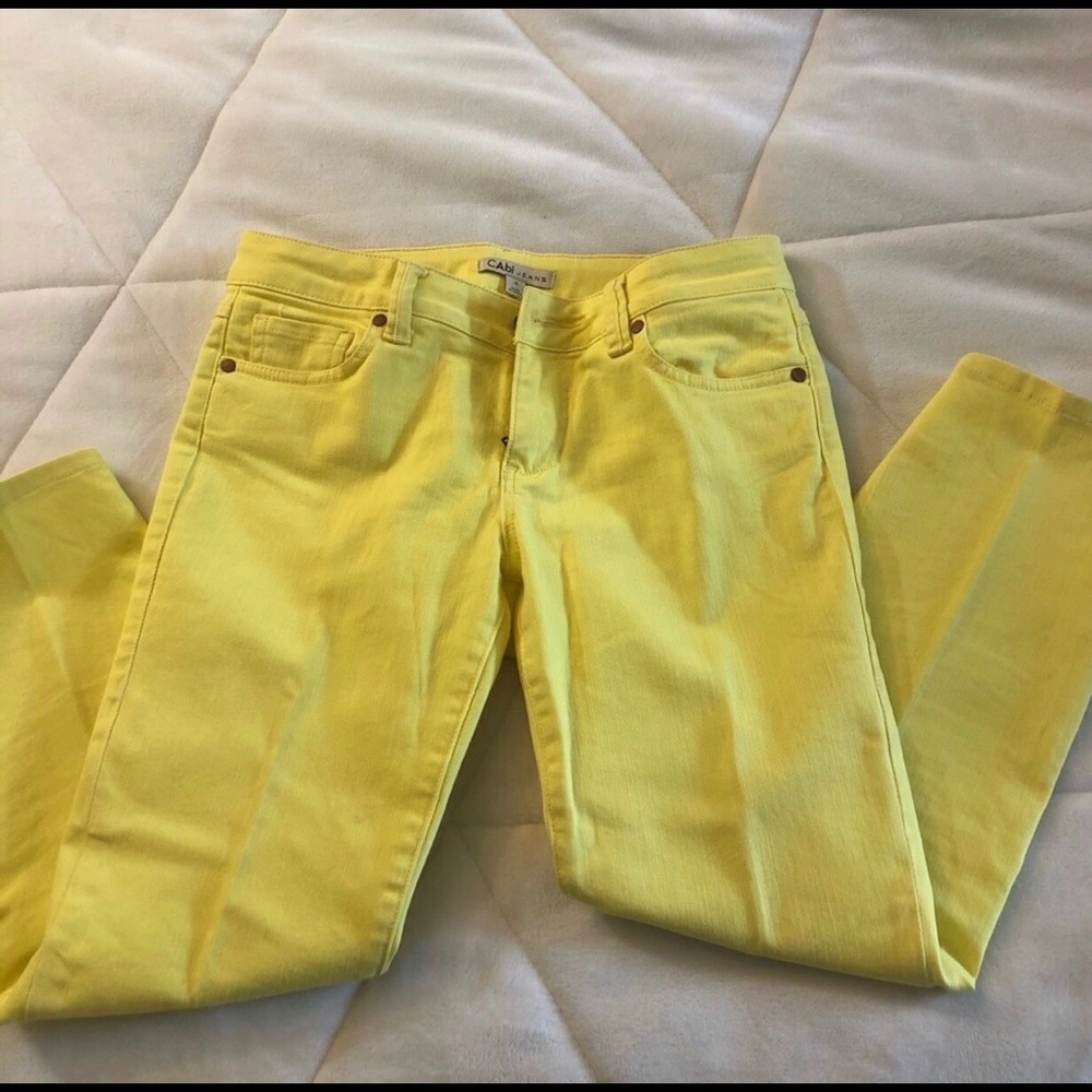 CAbi full length bright yellow jeans.